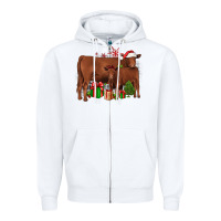 White Christmas Gelbvieh Zipper Hoodie - JahusDesignShop
