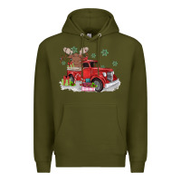 Army Green christmas truck Premium Hoodie - MaliasSmallBusiness