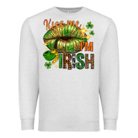 Oatmeal Heather kiss me im irish with lip Premium Sweatshirt - NancyCooperArtShop
