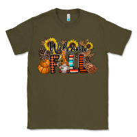 Army Green Welcome Fall Pumpkin Classic Tee - CowhideDigitalArt