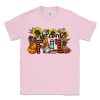 Bubblegum Pink Welcome Fall Pumpkin Classic Tee - CowhideDigitalArt