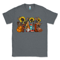 Charcoal Heather Welcome Fall Pumpkin Classic Tee - CowhideDigitalArt