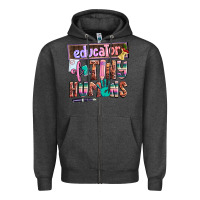 Charcoal Heather educator of tiny humans Zipper Hoodie - AdoDesignShop