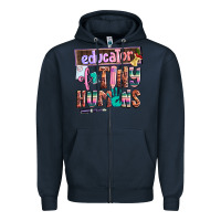 Navy educator of tiny humans Zipper Hoodie - AdoDesignShop
