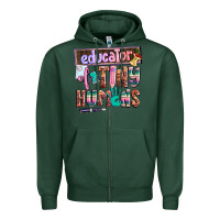 Sports Green educator of tiny humans Zipper Hoodie - AdoDesignShop