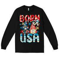 Black Born in USA gnomes 4th of July Long Sleeve Tee - CowGirlArtShop