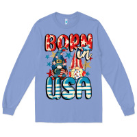 Colony Blue Born in USA gnomes 4th of July Long Sleeve Tee - CowGirlArtShop