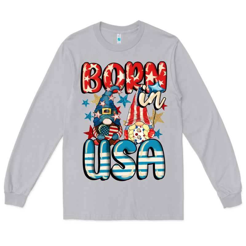 Born In Usa Gnomes 4th Of July Long Sleeve Tee by CowGirlArtShop | Teevron