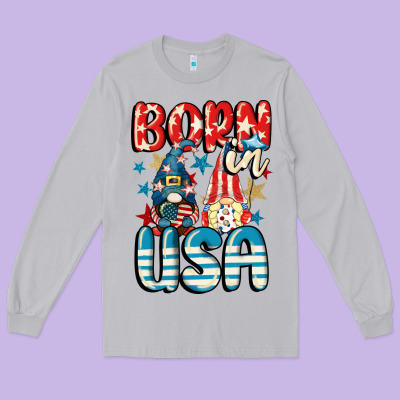 Born In Usa Gnomes 4th Of July Long Sleeve Tee Designed By Cowgirlartshop