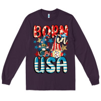 Plum Born in USA gnomes 4th of July Long Sleeve Tee - CowGirlArtShop