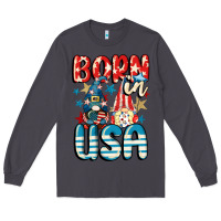 Smoke Born in USA gnomes 4th of July Long Sleeve Tee - CowGirlArtShop