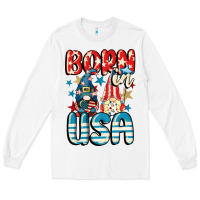 White Born in USA gnomes 4th of July Long Sleeve Tee - CowGirlArtShop