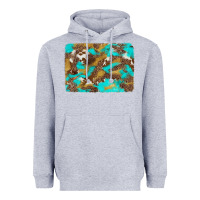 Heather Grey western turquoise leopard and cowhide background Heavyweight Hoodie - Artiststas