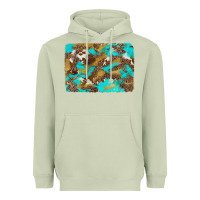 Matcha western turquoise leopard and cowhide background Heavyweight Hoodie - Artiststas