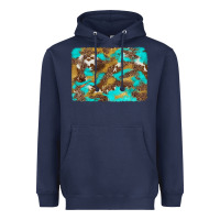 Navy western turquoise leopard and cowhide background Heavyweight Hoodie - Artiststas