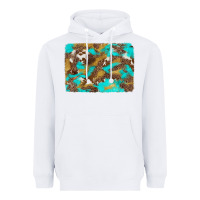 White western turquoise leopard and cowhide background Heavyweight Hoodie - Artiststas