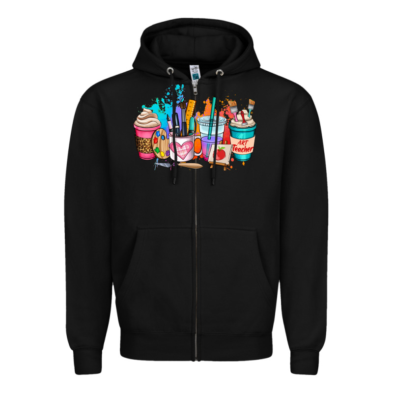 Art Teacher Coffee Cup Zipper Hoodie by AdoDesignShop | Teevron