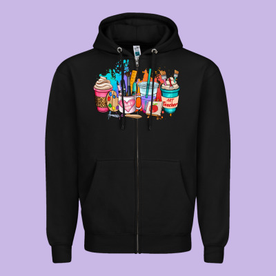 Art Teacher Coffee Cup Zipper Hoodie Designed By Adodesignshop
