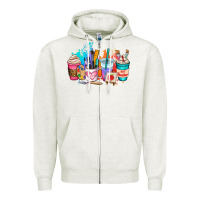 Oatmeal Heather art teacher coffee cup Zipper Hoodie - AdoDesignShop