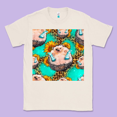 Hedgehog Western Seamless Pattern Classic Tee Designed By Hra Design Shop