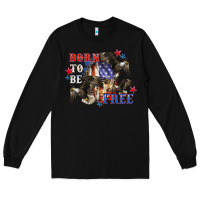 Black Born to be free 4th of july Long Sleeve Tee - CowGirlArtShop