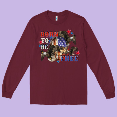 Born To Be Free 4th Of July Long Sleeve Tee Designed By Cowgirlartshop