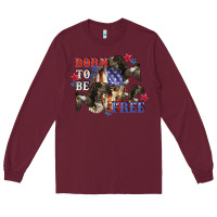 Burgundy Born to be free 4th of july Long Sleeve Tee - CowGirlArtShop