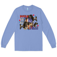 Colony Blue Born to be free 4th of july Long Sleeve Tee - CowGirlArtShop