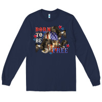Navy Born to be free 4th of july Long Sleeve Tee - CowGirlArtShop