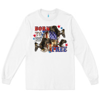 White Born to be free 4th of july Long Sleeve Tee - CowGirlArtShop