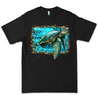 Black sea turtle with background Premium Tee - Artiststas
