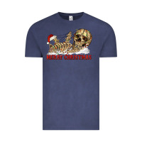 Vintage Denim Merry christmas skeleton Vintage Tee - RanaPortraitStore