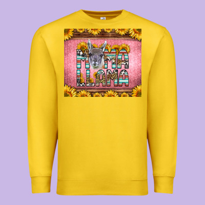 Mama Llama Sunflowers Premium Sweatshirt Designed By Lillyallendesigns