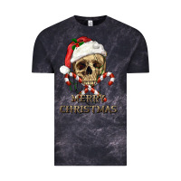 Cloud Black merry christmas skull Vintage Tee - RanaPortraitStore