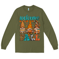 Army Green welcome fall gnome Long Sleeve Tee - HRA Design Shop