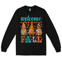Black welcome fall gnome Long Sleeve Tee - HRA Design Shop