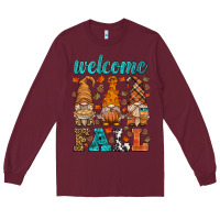 Burgundy welcome fall gnome Long Sleeve Tee - HRA Design Shop