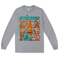 Heather Grey welcome fall gnome Long Sleeve Tee - HRA Design Shop