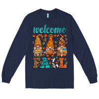 Navy welcome fall gnome Long Sleeve Tee - HRA Design Shop