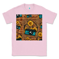 Bubblegum Pink western sunflowers camera seamless pattern Classic Tee - HRA Design Shop