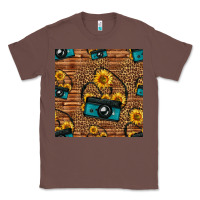 Chestnut western sunflowers camera seamless pattern Classic Tee - HRA Design Shop