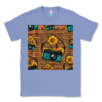 Colony Blue western sunflowers camera seamless pattern Classic Tee - HRA Design Shop