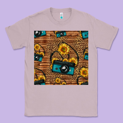 Western Sunflowers Camera Seamless Pattern Classic Tee Designed By Hra Design Shop