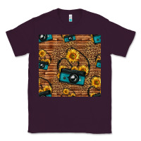 Plum western sunflowers camera seamless pattern Classic Tee - HRA Design Shop