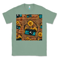 Sage western sunflowers camera seamless pattern Classic Tee - HRA Design Shop