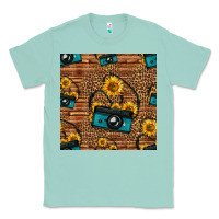 Seafoam western sunflowers camera seamless pattern Classic Tee - HRA Design Shop