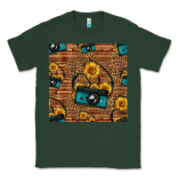 Sports Green western sunflowers camera seamless pattern Classic Tee - HRA Design Shop