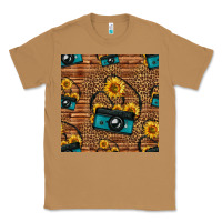 Toasted Coconut western sunflowers camera seamless pattern Classic Tee - HRA Design Shop