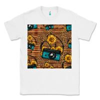 White western sunflowers camera seamless pattern Classic Tee - HRA Design Shop