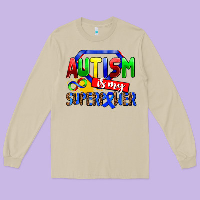 Autism Is My Superpower Long Sleeve Tee Designed By Adodesignshop